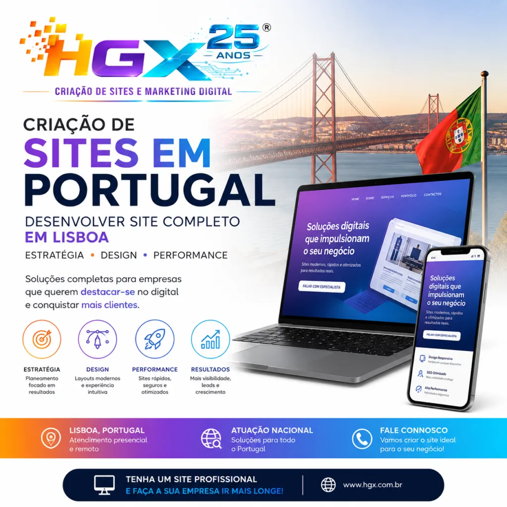 Criação de Sites em Portugal Desenvolver site completo em lisboa com estratégia, design e performance