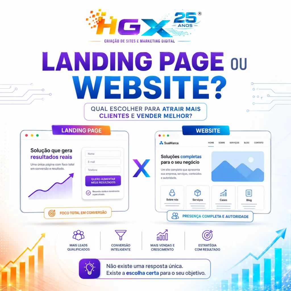 Landing Page ou Website Qual escolher para atrair mais clientes e vender melhor - Agência Digital HGX